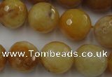 CYJ327 15.5 inches 16mm faceted round yellow jade beads wholesale