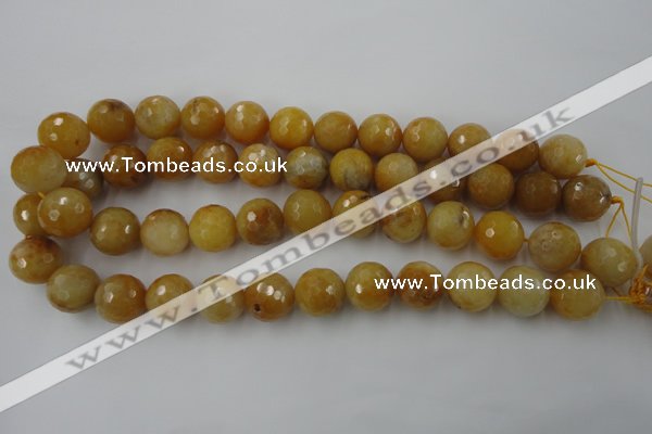 CYJ327 15.5 inches 16mm faceted round yellow jade beads wholesale