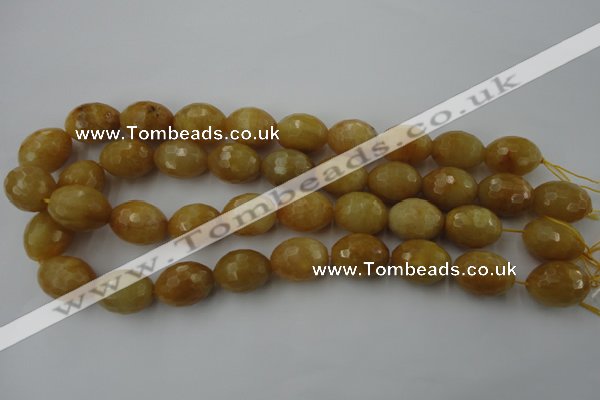 CYJ335 15.5 inches 16*20mm faceted rice yellow jade beads wholesale