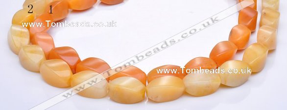 CYJ40 10*14mm twisted rice yellow jade gemstone beads Wholesale