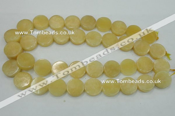 CYJ51 15.5 inches 20mm coin yellow jade gemstone beads wholesale