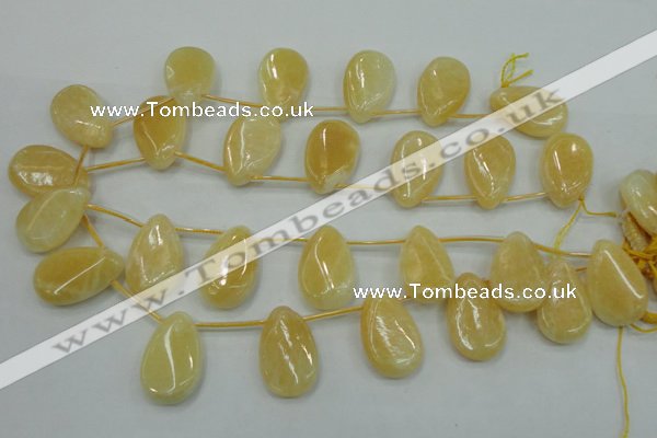 CYJ54 20*30mm top-drilled twisted teardrop yellow jade gemstone beads