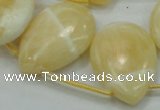 CYJ55 22*30mm top-drilled flat teardrop yellow jade gemstone beads