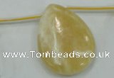 CYJ56 30*40mm top-drilled flat teardrop yellow jade gemstone beads