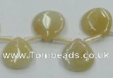 CYJ57 15*15mm top-drilled flat teardrop yellow jade gemstone beads