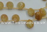 CYJ58 15.5 inches 10*12mm briolette yellow jade gemstone beads