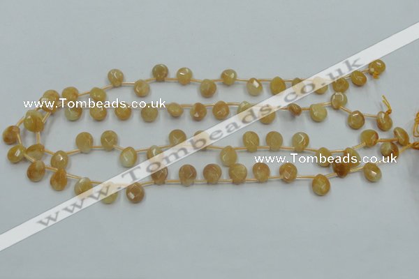 CYJ58 15.5 inches 10*12mm briolette yellow jade gemstone beads