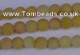 CYJ600 15.5 inches 4mm round matte yellow jade beads wholesale