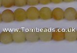 CYJ601 15.5 inches 6mm round matte yellow jade beads wholesale