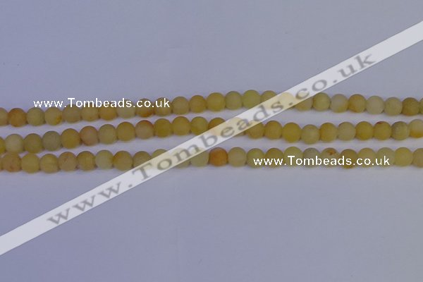 CYJ601 15.5 inches 6mm round matte yellow jade beads wholesale