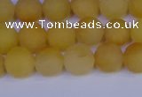 CYJ602 15.5 inches 8mm round matte yellow jade beads wholesale