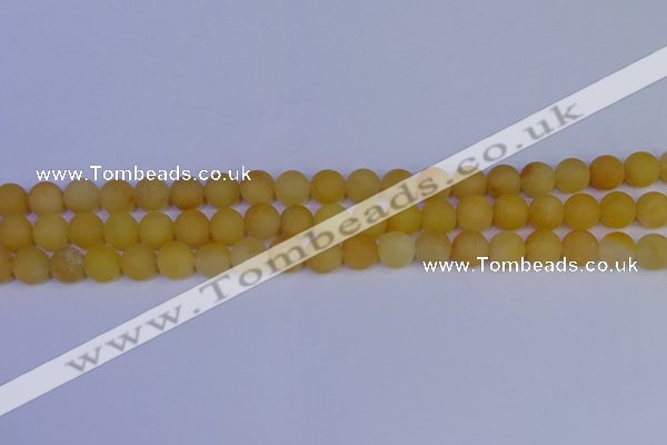 CYJ602 15.5 inches 8mm round matte yellow jade beads wholesale