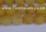 CYJ603 15.5 inches 10mm round matte yellow jade beads wholesale