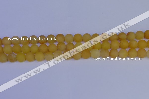 CYJ603 15.5 inches 10mm round matte yellow jade beads wholesale