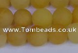 CYJ604 15.5 inches 12mm round matte yellow jade beads wholesale