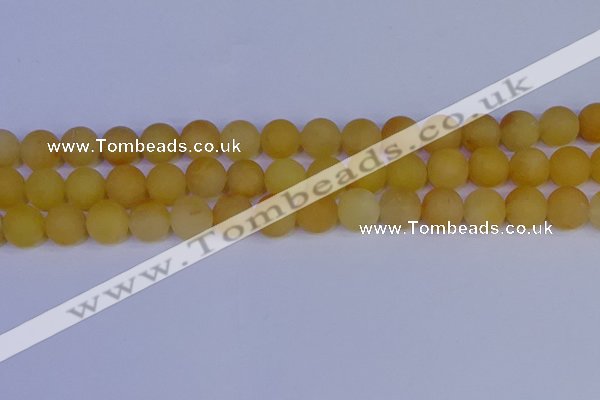 CYJ604 15.5 inches 12mm round matte yellow jade beads wholesale