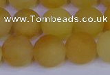 CYJ605 15.5 inches 14mm round matte yellow jade beads wholesale