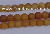 CYJ610 15.5 inches 4mm round matte yellow jade beads wholesale