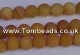 CYJ611 15.5 inches 6mm round matte yellow jade beads wholesale