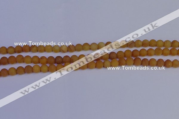 CYJ611 15.5 inches 6mm round matte yellow jade beads wholesale