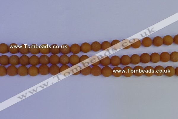 CYJ612 15.5 inches 8mm round matte yellow jade beads wholesale