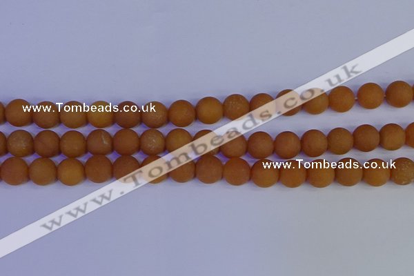 CYJ613 15.5 inches 10mm round matte yellow jade beads wholesale