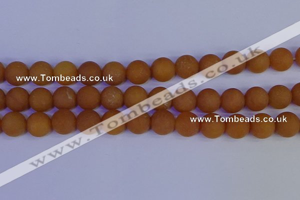CYJ615 15.5 inches 14mm round matte yellow jade beads wholesale