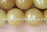 CYJ634 15.5 inches 12mm faceted round yellow jade beads wholesale