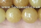 CYJ635 15.5 inches 14mm faceted round yellow jade beads wholesale