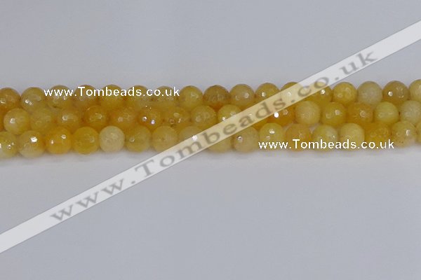 CYJ641 15.5 inches 10mm faceted round yellow jade beads wholesale