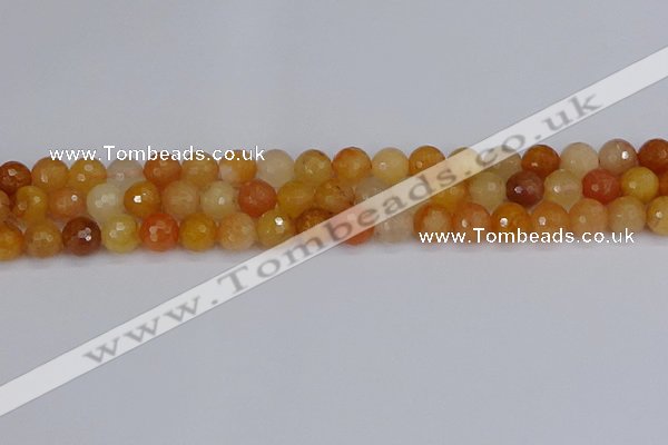 CYJ647 15.5 inches 8mm faceted round mixed yellow jade beads