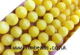 CYJ670 15 inches 12mm round dyed yellow jade beads wholesale