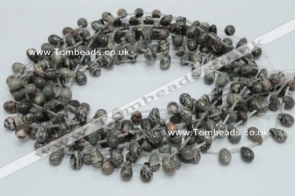 CZJ16 16 inches 8*12mm teardrop zebra jasper gemstone beads wholesale