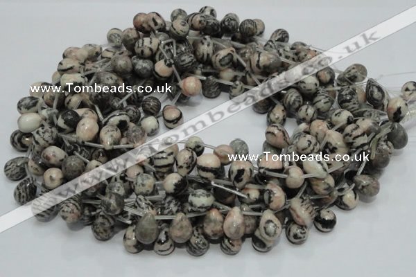 CZJ17 16 inches 10*14mm teardrop zebra jasper gemstone beads wholesale