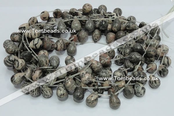 CZJ18 16 inches 13*18mm teardrop zebra jasper gemstone beads wholesale