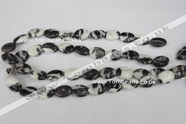 CZJ220 15.5 inches 13*18mm oval black & white zebra jasper beads