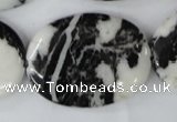 CZJ222 15.5 inches 30*40mm oval black & white zebra jasper beads