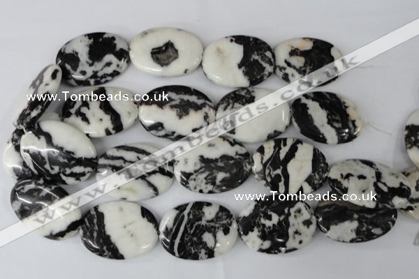 CZJ222 15.5 inches 30*40mm oval black & white zebra jasper beads