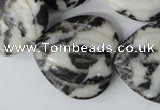 CZJ233 30*30mm carved heart black & white zebra jasper beads