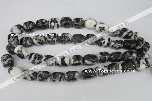 CZJ235 15.5 inches 13*18mm nugget black & white zebra jasper beads