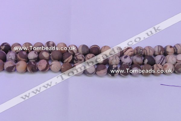 CZJ264 15.5 inches 12mm round matte zebra jasper beads