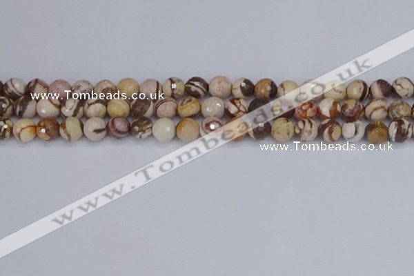 CZJ280 15.5 inches 8mm faceted round zebra jasper beads