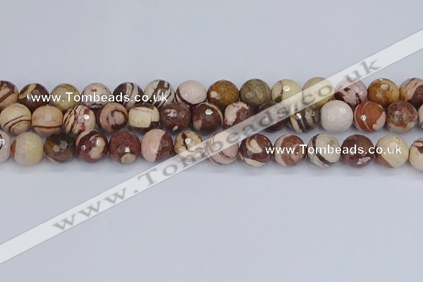 CZJ282 15.5 inches 12mm faceted round zebra jasper beads