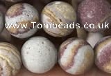 CZJ287 15.5 inches 8mm round matte red zebra jasper beads