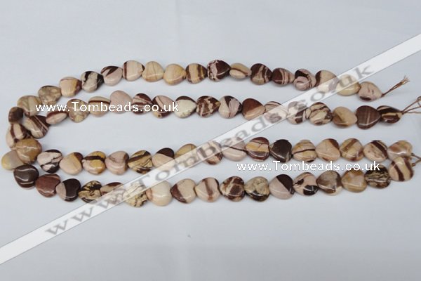 CZJ351 15.5 inches 12*12mm heart zebra jasper beads wholesale