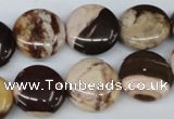 CZJ362 15.5 inches 16mm flat round zebra jasper beads wholesale