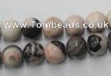 CZJ404 15.5 inches 12mm round pink zebra jasper beads wholesale