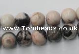 CZJ405 15.5 inches 14mm round pink zebra jasper beads wholesale