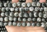 CZJ414 15.5 inches 12mm round green zebra jasper beads wholesale