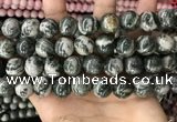 CZJ415 15.5 inches 14mm round green zebra jasper beads wholesale